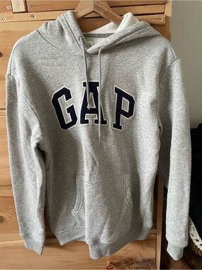 GAP Light Gray Pullover Hoodie with Navy Logo